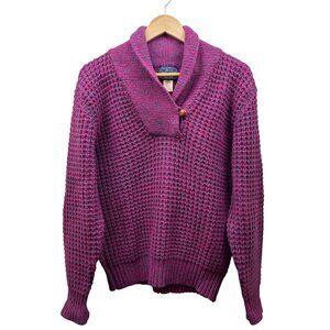 Woolrich Woman Sweater Womens Medium Shawl Collar‎ Purple Wool Blend Vintage 90s